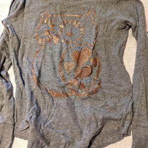 Old Navy grey with gold owl print long-sleeve t-shirt